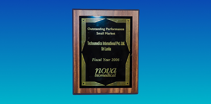 “Outstanding Performance Award” Nova Biomedical – 2006